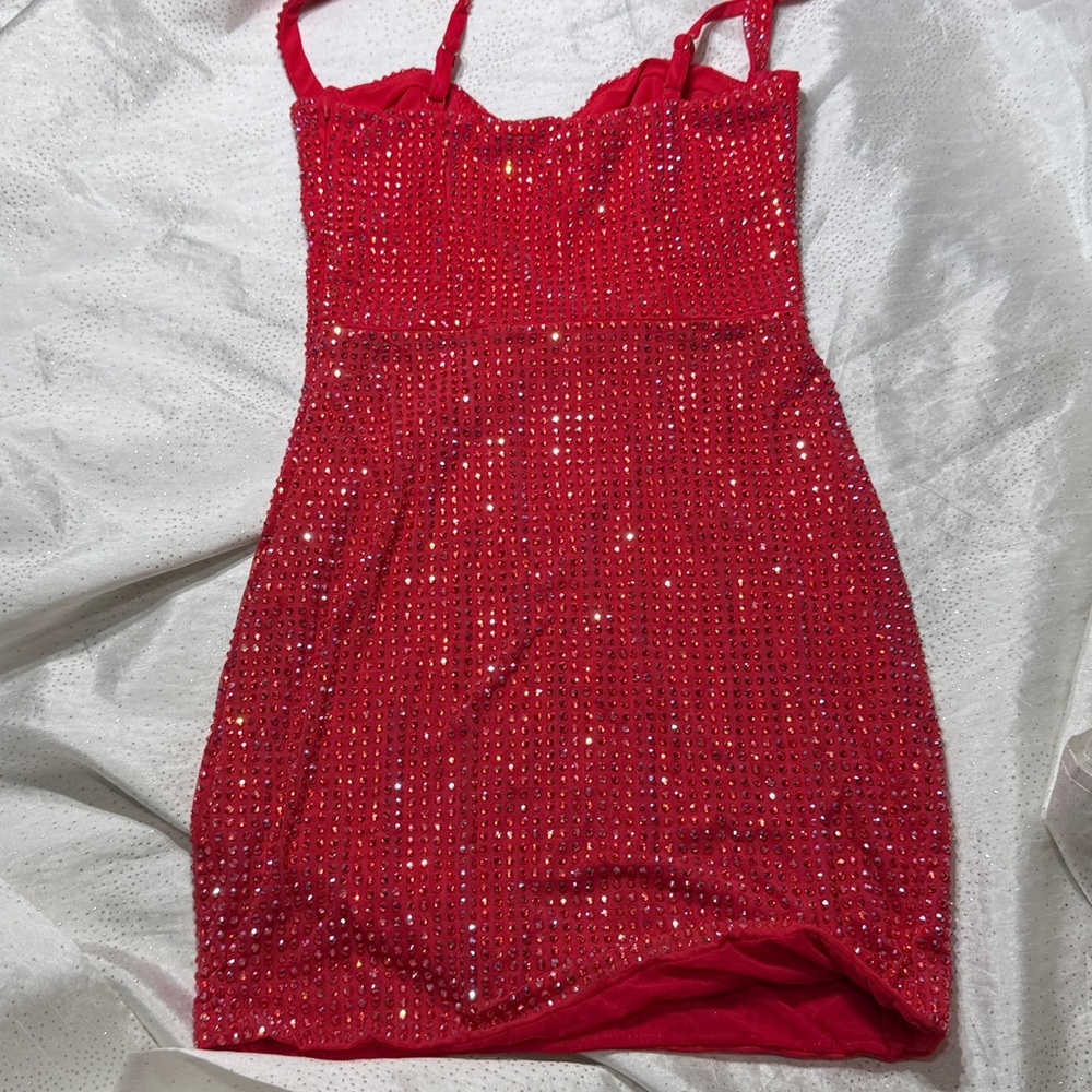Oh Polly Red Sequin Bodycon Mini Dress for women. Size 4 - Picture 8 of 13